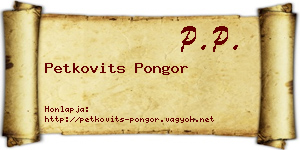 Petkovits Pongor névjegykártya